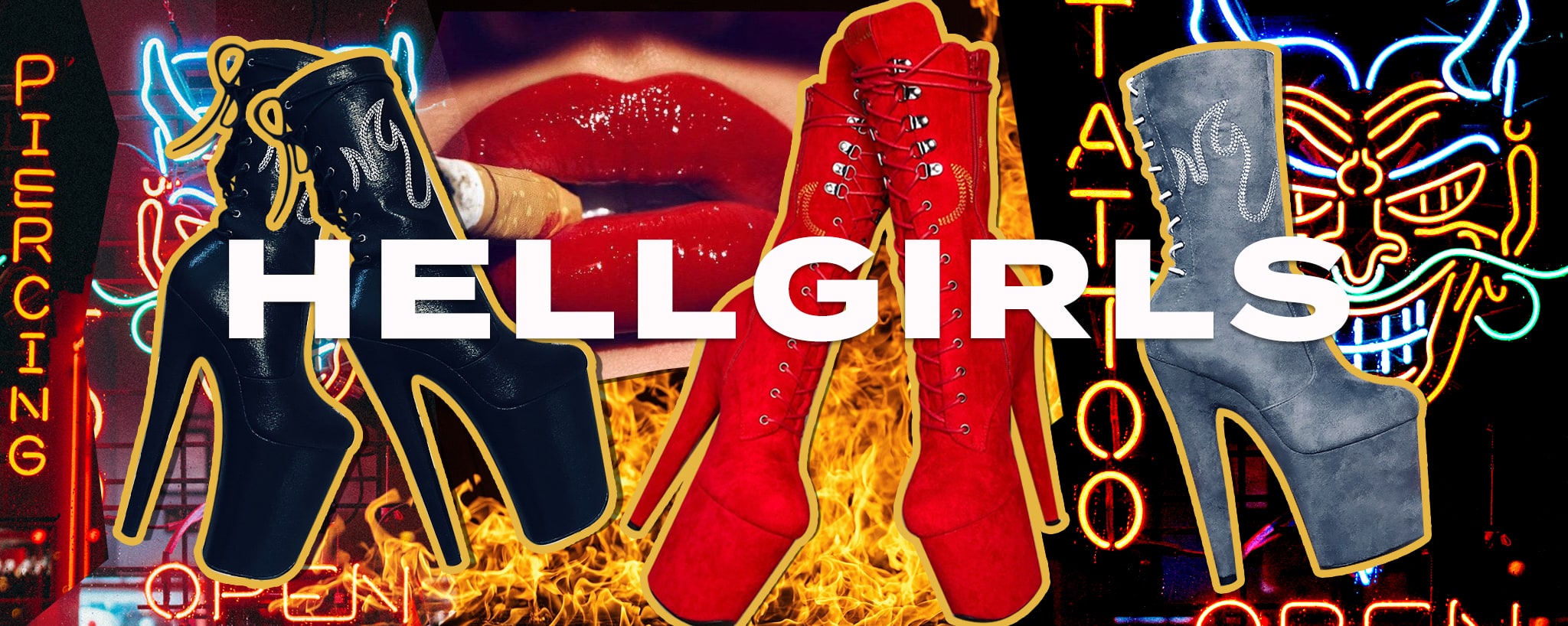 hellaheel hella heel ヘラヒール The Glitterati Boot Open Toe - Citrus Yellow Burst - 7 INCH