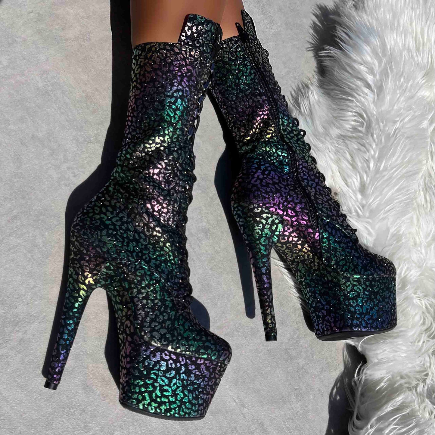 Moonlight Leopard High Ankle Boot - 7INCH, stripper shoe, stripper heel, pole heel, not a pleaser, platform, dancer, pole dance, floor work