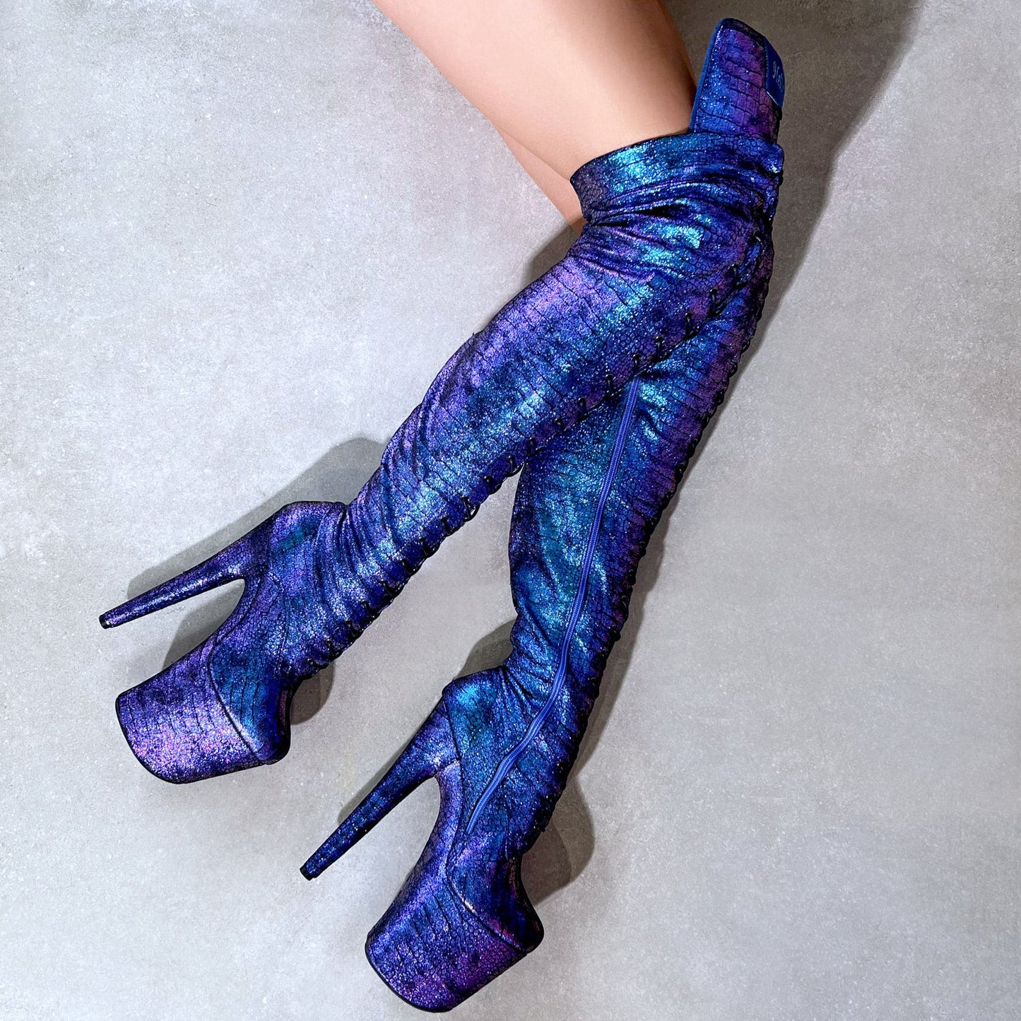 Midnight Mermaid Thigh High Front Lace - 8 INCH
