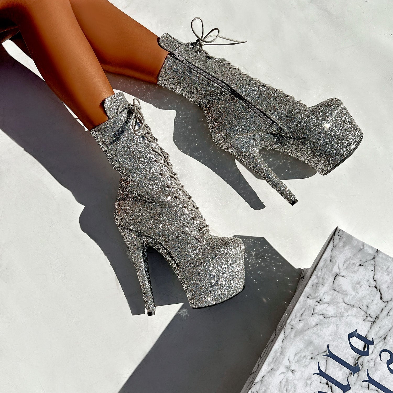 The Glitterati Xtra Boot Monroe INCH – Hella Heels AU