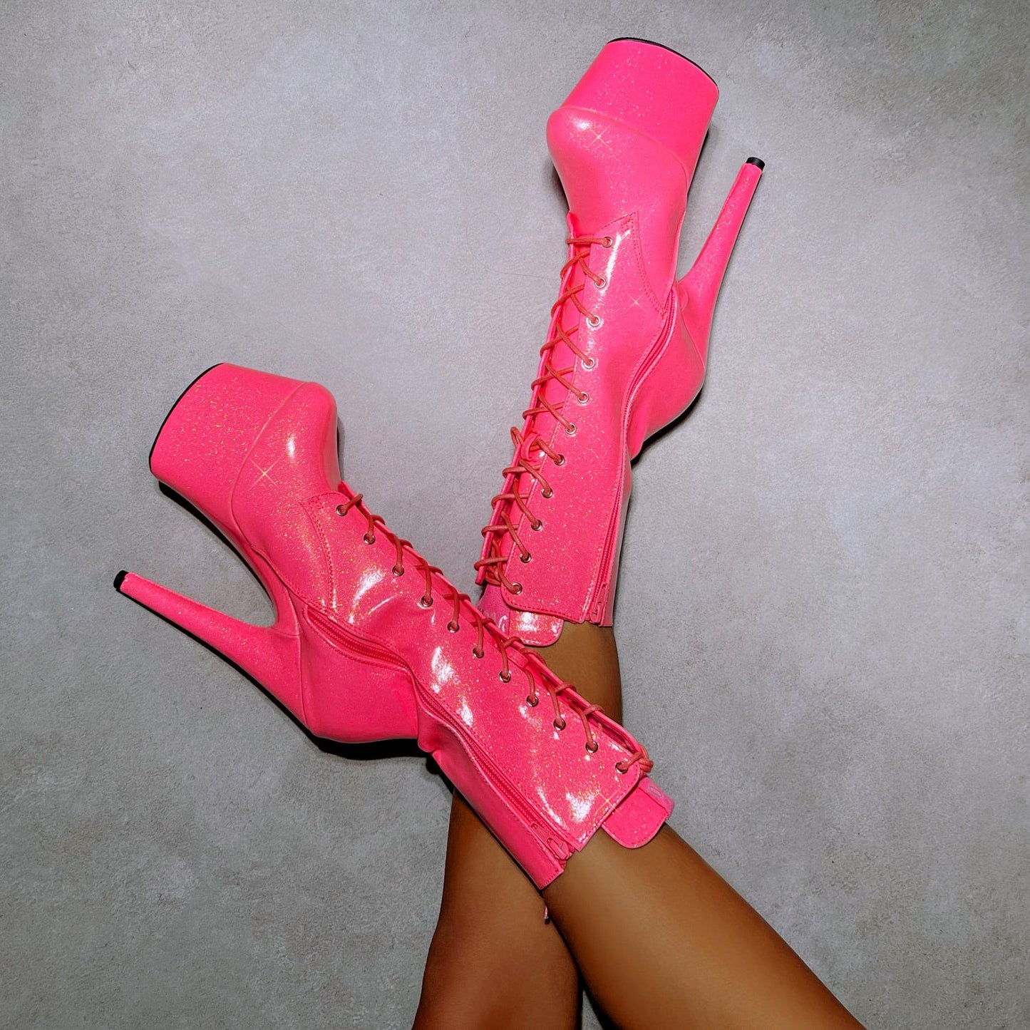 The Glitterati Boot - Juicy Pink Burst - 7 INCH