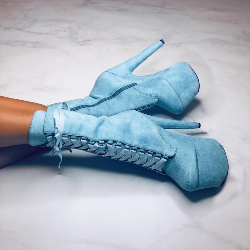 High Babydoll Baby Blue - 7 INCH, stripper shoe, stripper heel, pole heel, not a pleaser, platform, dancer, pole dance, floor work