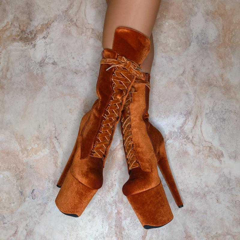 Babydoll Velvet Brandy - 8 INCH, stripper shoe, stripper heel, pole heel, not a pleaser, platform, dancer, pole dance, floor work