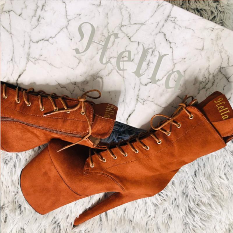 BabyDoll Chestnut - 8 INCH, stripper shoe, stripper heel, pole heel, not a pleaser, platform, dancer, pole dance, floor work