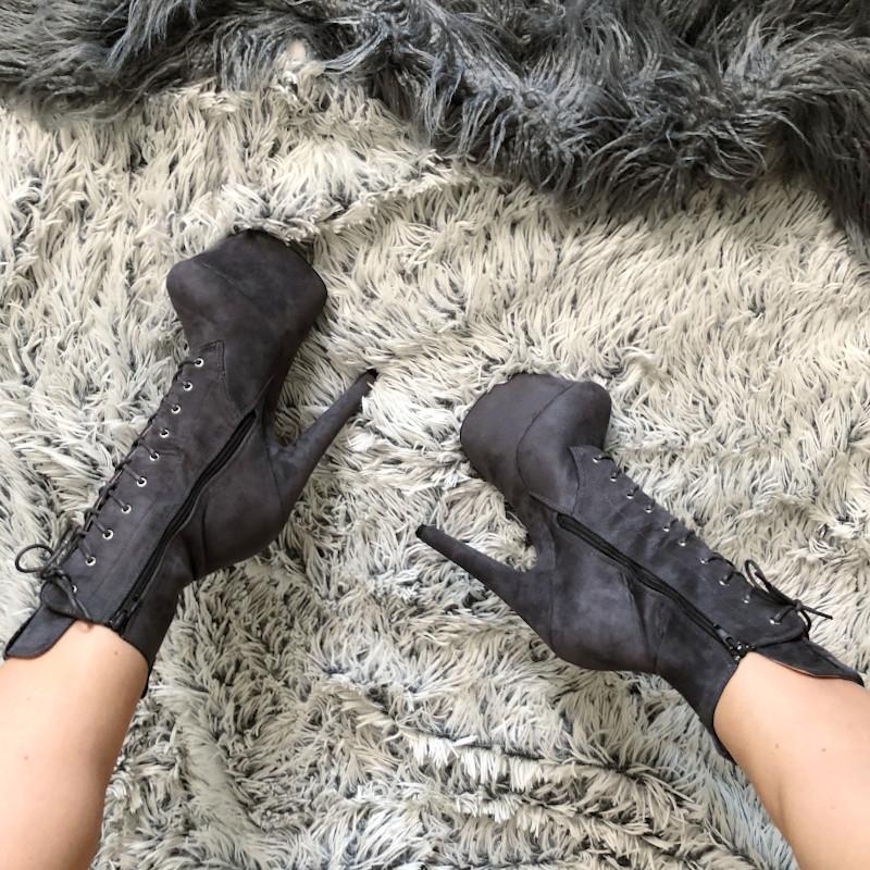 BabyDoll Dark Grey - 7 INCH, stripper shoe, stripper heel, pole heel, not a pleaser, platform, dancer, pole dance, floor work