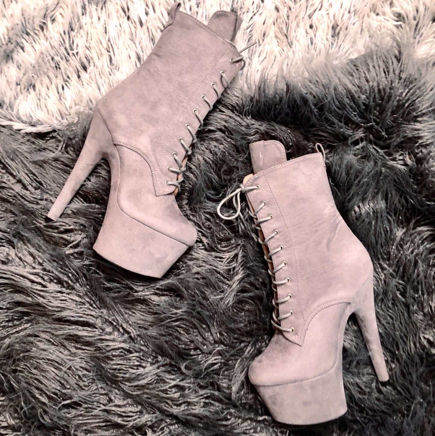 BabyDoll Light Grey - 7 INCH, stripper shoe, stripper heel, pole heel, not a pleaser, platform, dancer, pole dance, floor work