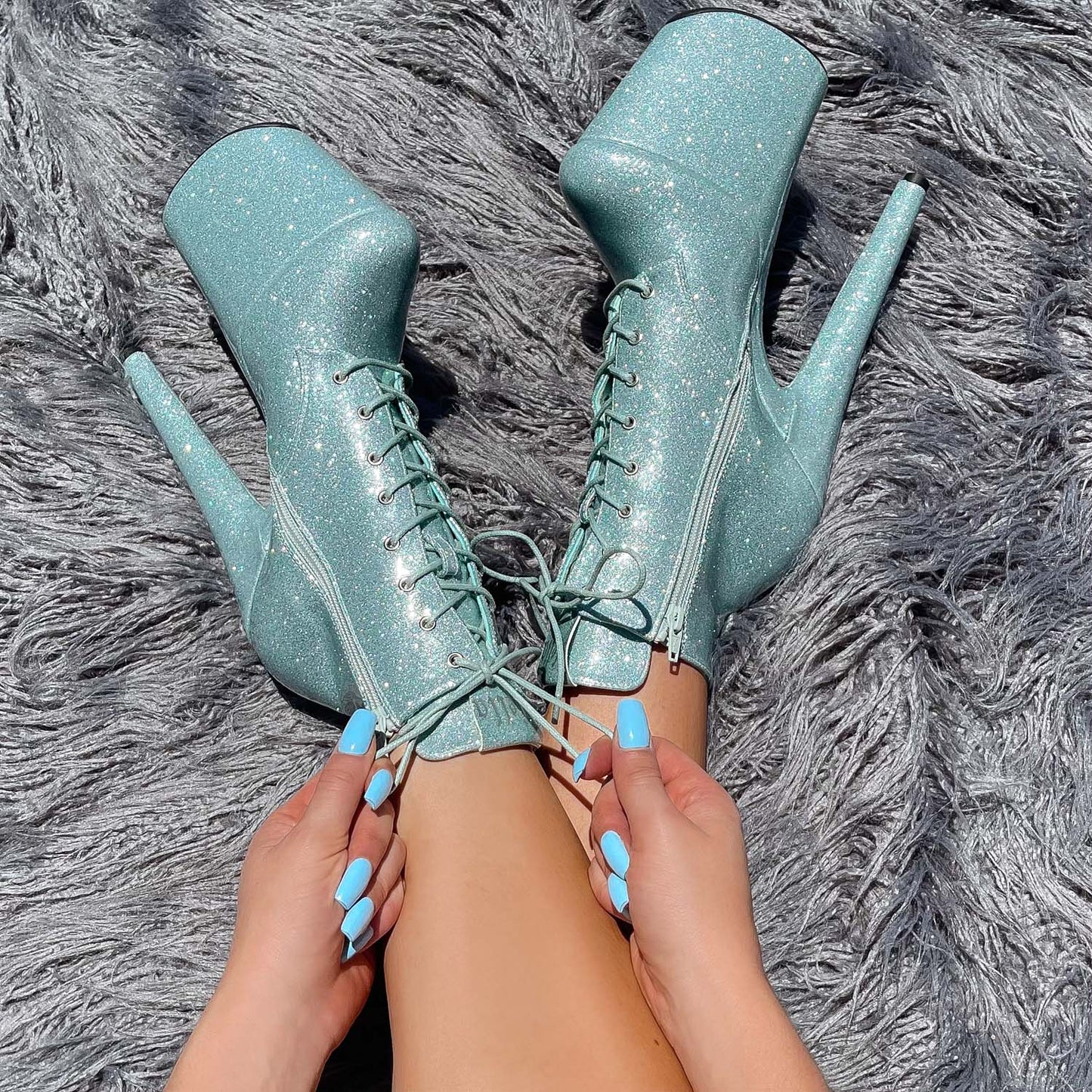 The Glitterati Ankle Boot - Ice Ice Baby - 8 INCH, stripper shoe, stripper heel, pole heel, not a pleaser, platform, dancer, pole dance, floor work