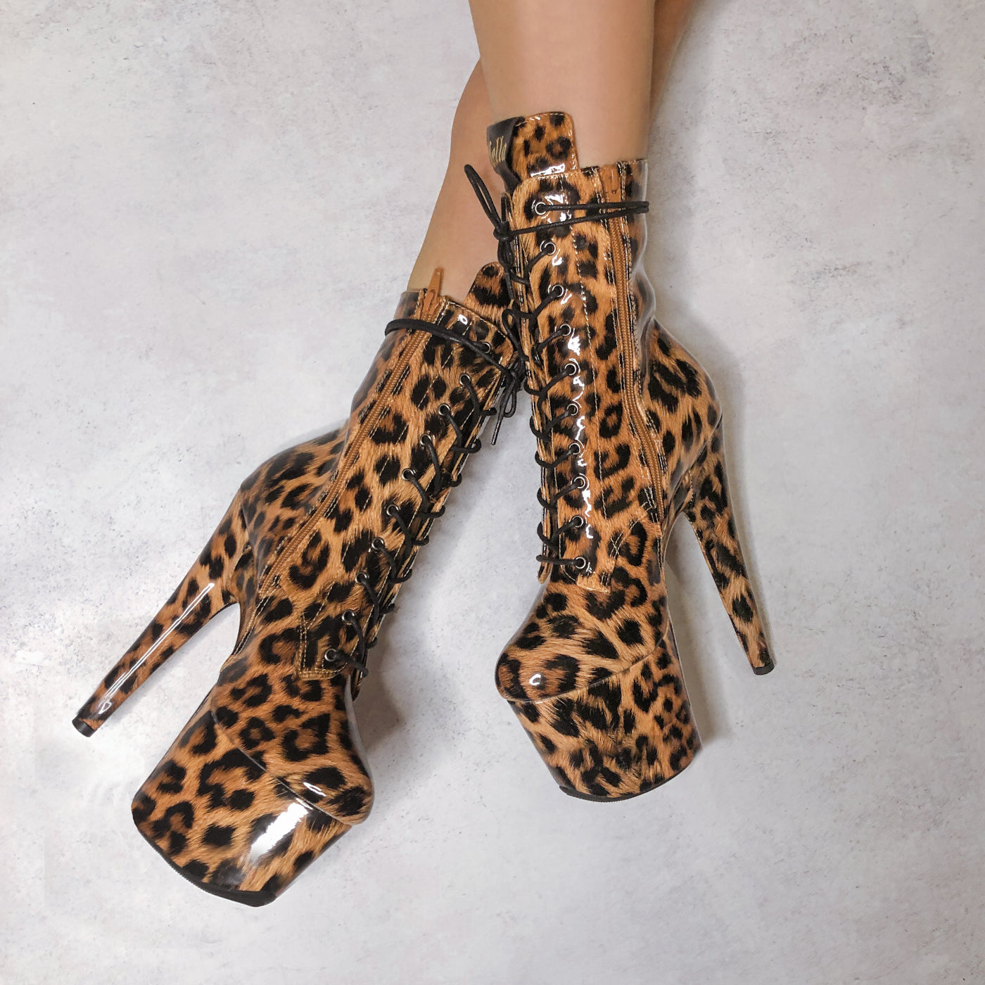 Empire Kicks Booties - Leopard - 7 INCH, stripper shoe, stripper heel, pole heel, not a pleaser, platform, dancer, pole dance, floor work