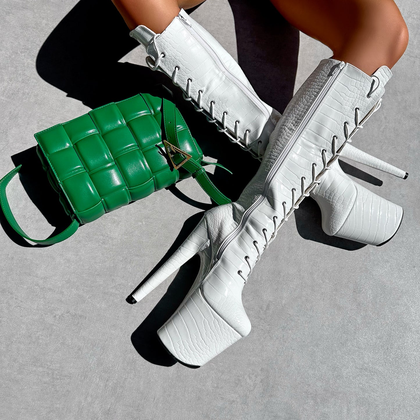 Ghosted - Knee Boot - 8INCH, stripper shoe, stripper heel, pole heel, not a pleaser, platform, dancer, pole dance, floor work