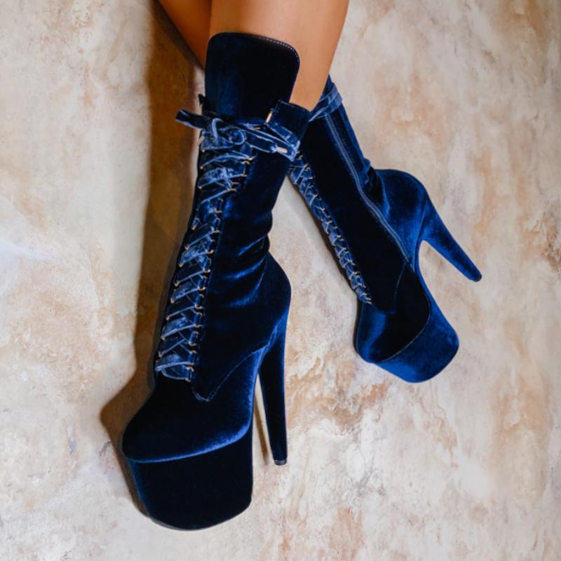 BabyDoll Velvet Old Money - 7 INCH, stripper shoe, stripper heel, pole heel, not a pleaser, platform, dancer, pole dance, floor work