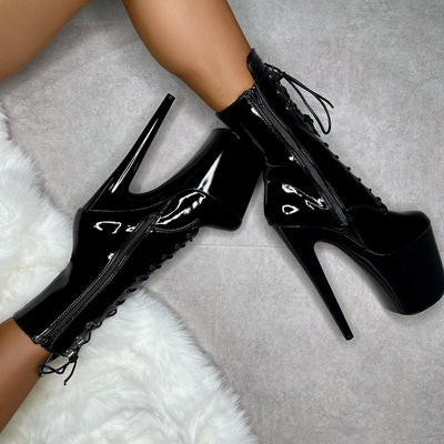 Black Beatle - Boot - 8 INCH, stripper shoe, stripper heel, pole heel, not a pleaser, platform, dancer, pole dance, floor work