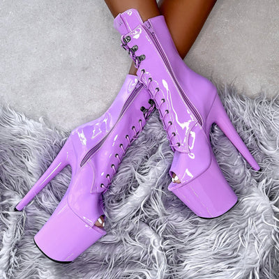 Lipkit Boot Open Toe - Grape - 8INCH