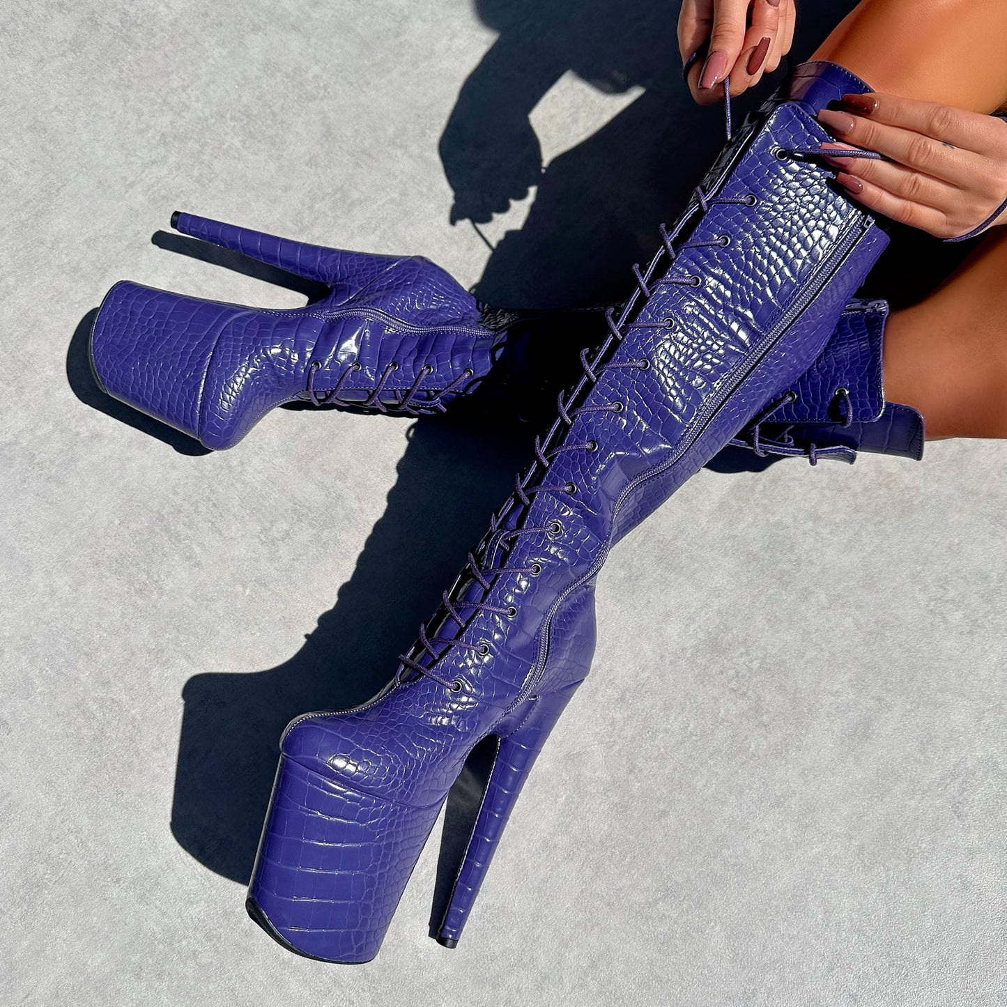 Play Dead - Knee Boot - 8INCH, stripper shoe, stripper heel, pole heel, not a pleaser, platform, dancer, pole dance, floor work