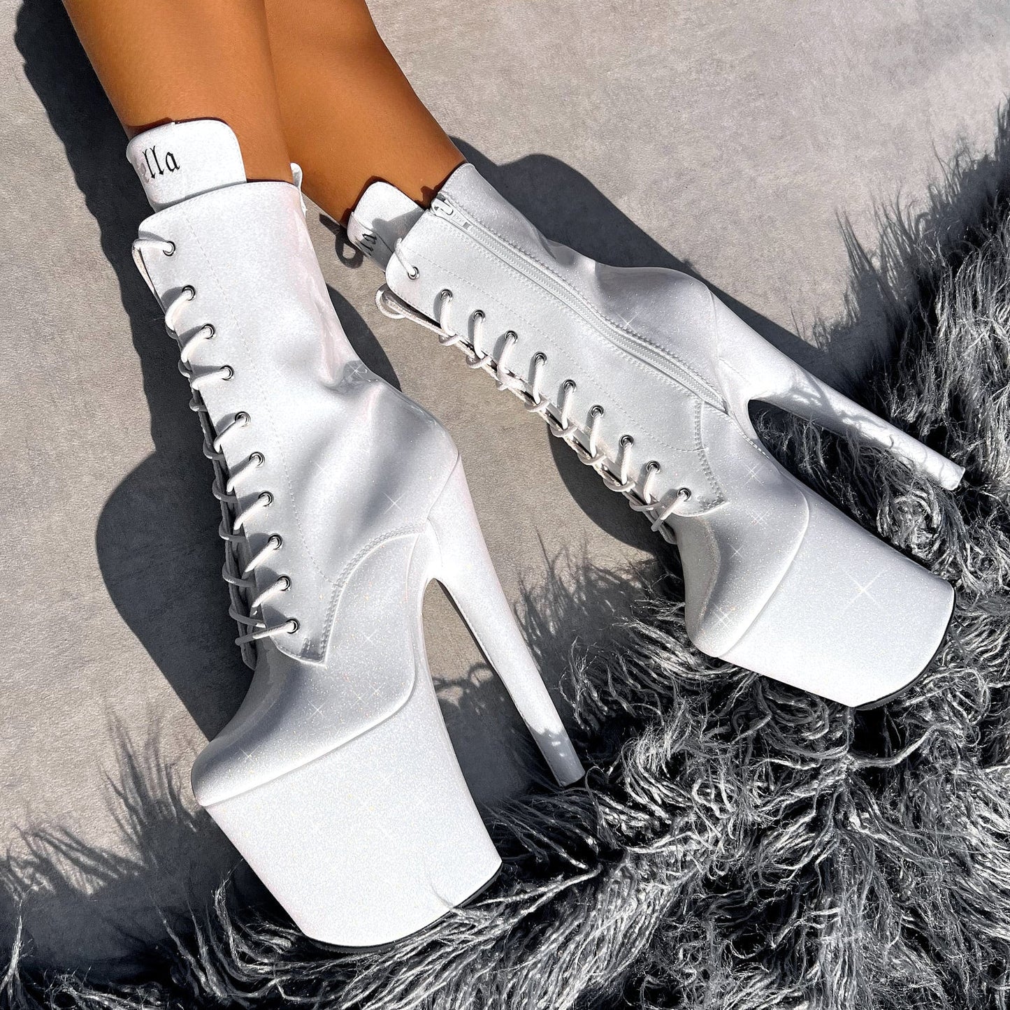 The Glitterati Boot - Snow Kween - 8 INCH, stripper shoe, stripper heel, pole heel, not a pleaser, platform, dancer, pole dance, floor work