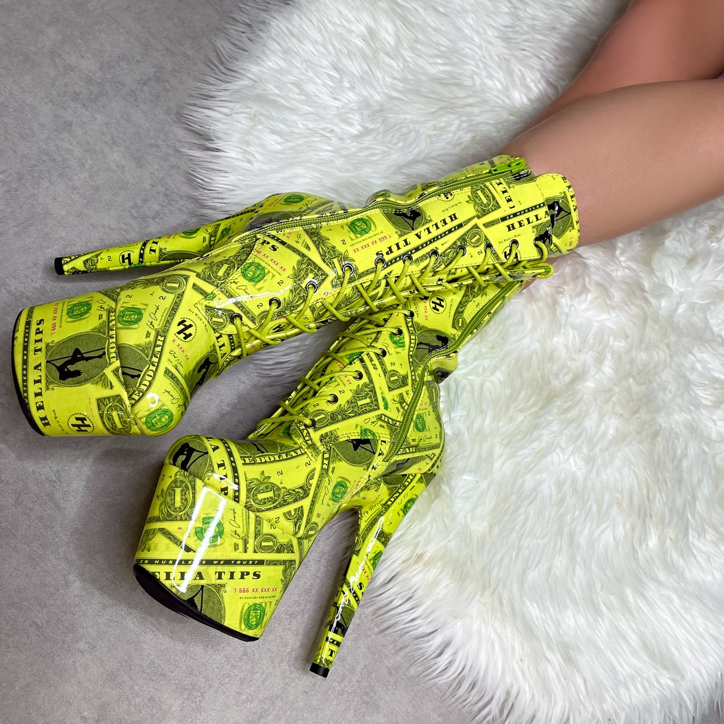 Dancing Dollar$ Boot - Tequila & Lime - 7 INCH