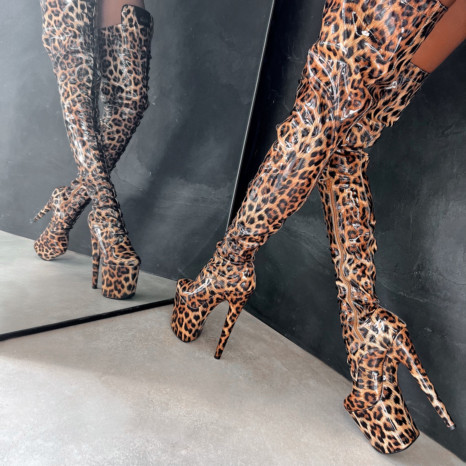 Shoes Thigh High Animal Print Boots Leopard Thigh High INCH