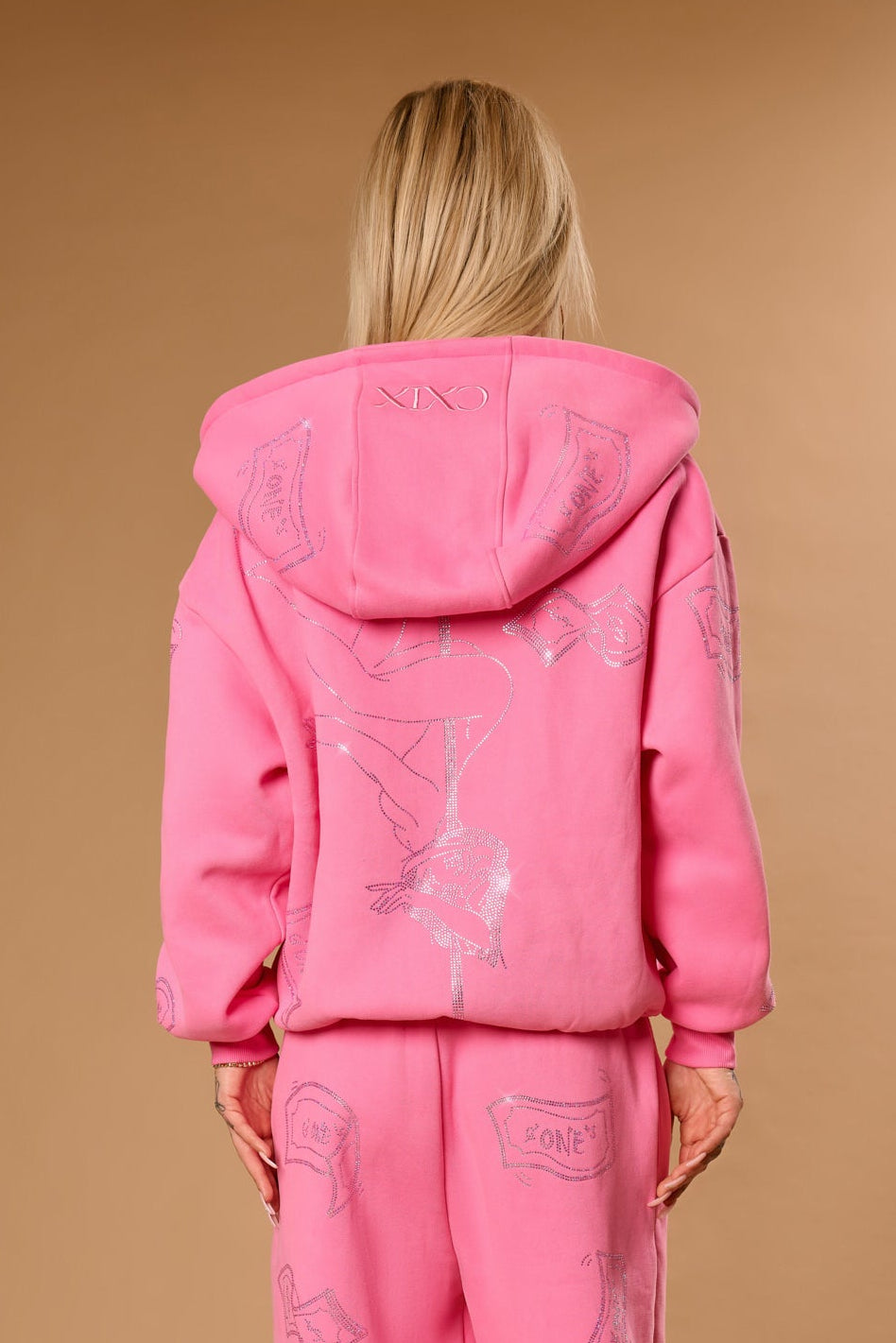 Anime Pole Dancer Zip Up Hoodie - Love of Hustlers Pink Sparkle