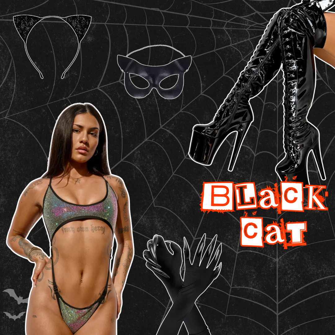 Thigh High Front Lace - Black Beatle - 7 INCH