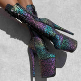 Moonlight Leopard High Ankle Boot - 8 INCH, stripper shoe, stripper heel, pole heel, not a pleaser, platform, dancer, pole dance, floor work