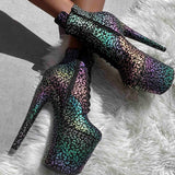 Moonlight Leopard Ankle Boot - 8INCH, stripper shoe, stripper heel, pole heel, not a pleaser, platform, dancer, pole dance, floor work