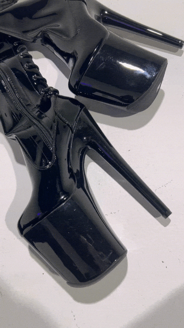 Viper Boot Black with White Thigh High - 8INCH