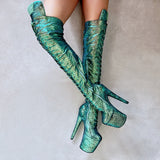 Mermaid Dreams Thigh High Front Lace - 8INCH - Half Zip