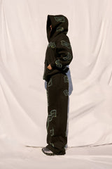 Anime Pole Dancer Wide Leg Sweatpants - Love of Hustlers Iridescent Blue / Green Sparkle