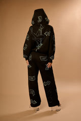 Anime Pole Dancer Zip Up Hoodie - Love of Hustlers Iridescent Blue / Green Sparkle