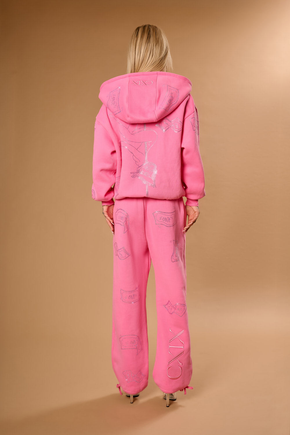 Anime Pole Dancer Zip Up Hoodie - Love of Hustlers Pink Sparkle