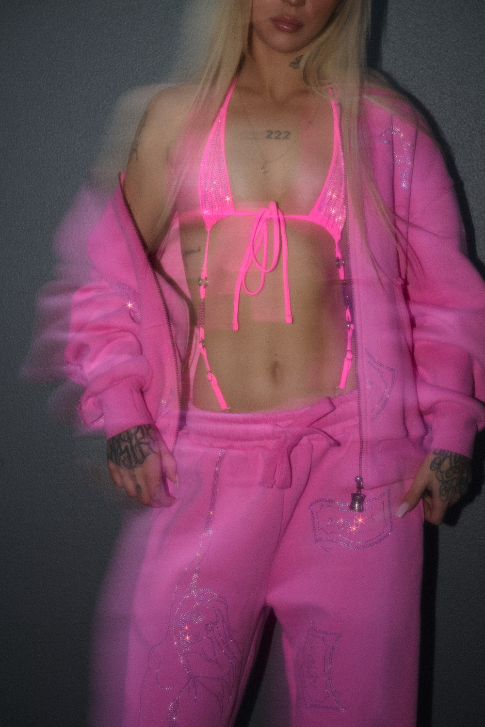 Anime Pole Dancer Zip Up Hoodie - Love of Hustlers Pink Sparkle