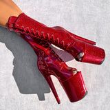 The Glitterati Open Toe Boot - Kansass - 8 INCH, stripper shoe, stripper heel, pole heel, not a pleaser, platform, dancer, pole dance, floor work
