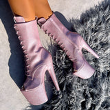 The Glitterati Open Toe Boot - Sugar Baby - 8 INCH, stripper shoe, stripper heel, pole heel, not a pleaser, platform, dancer, pole dance, floor work
