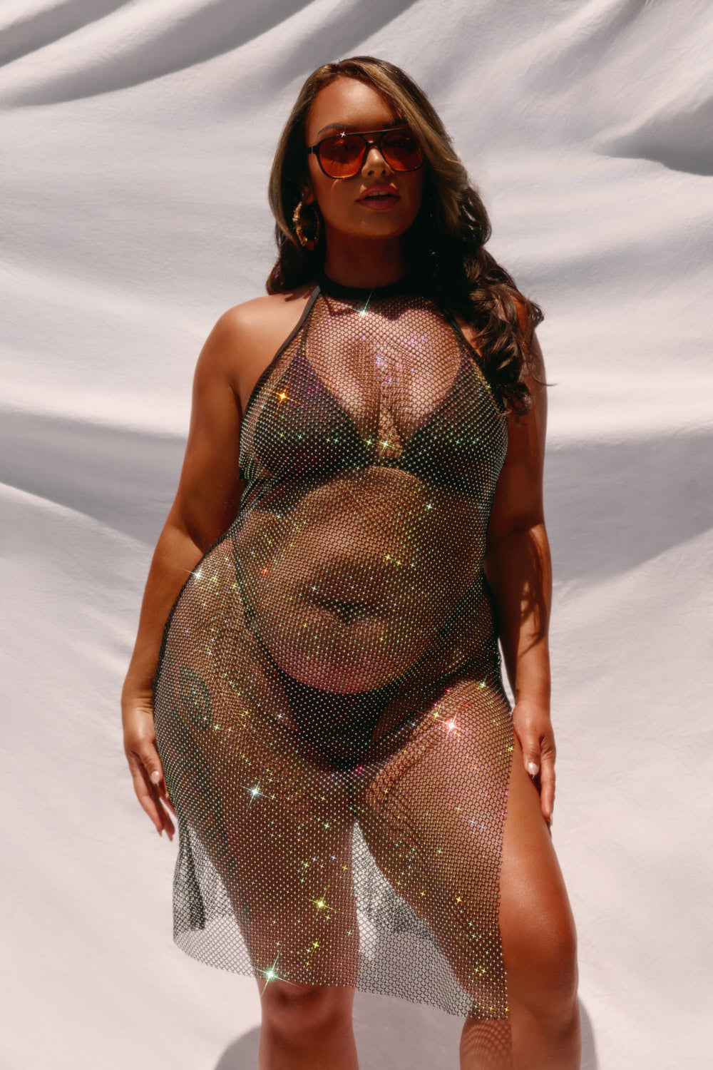 Diamond-drip Fantasy Choker Dress - Sparkle Black