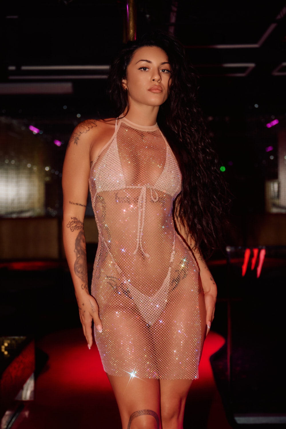 Diamond-drip Fantasy Choker Dress - Honey