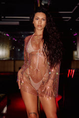 Chocolate - HOAH Diamond-drip Fantasy Sleeved Dress
