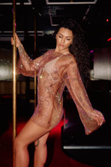 Chocolate - HOAH Diamond-drip Fantasy Sleeved Dress