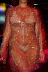 Chocolate - HOAH Diamond-drip Fantasy Sleeved Dress