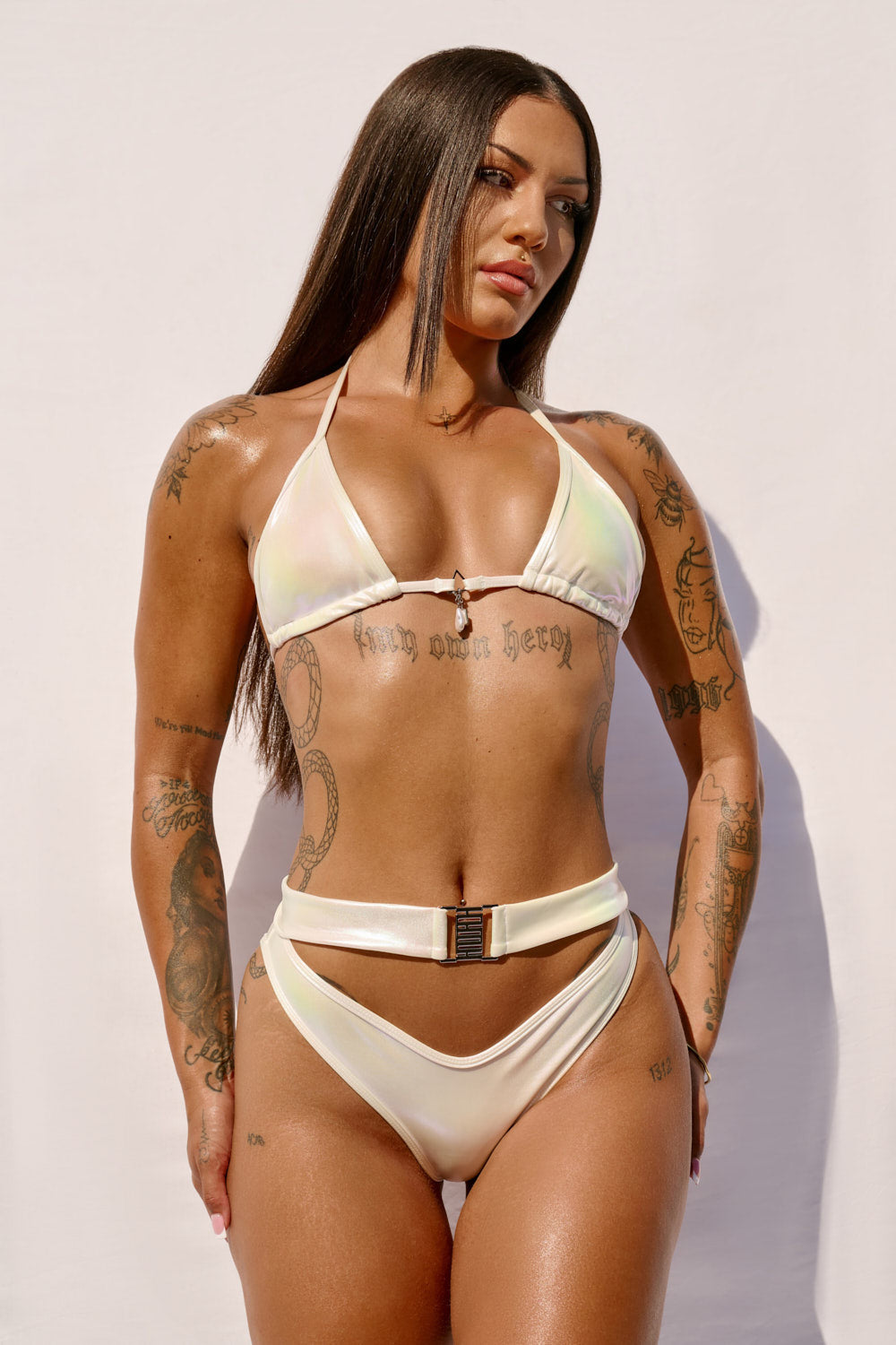 White - HOAH Metallic Bermuda Bottoms