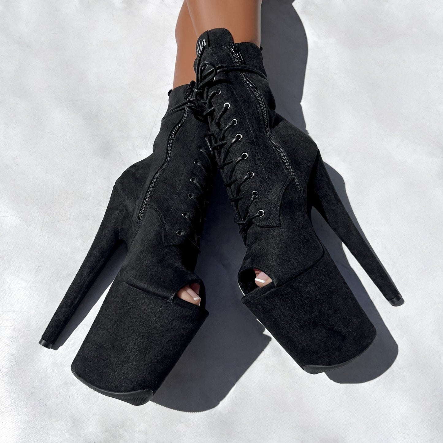 BabyDoll Black Open Toe - 8 INCH