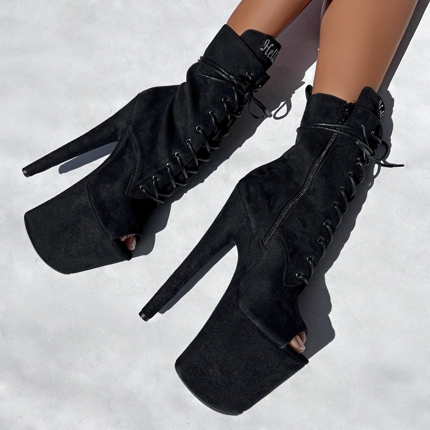 BabyDoll Black Open Toe - 8 INCH