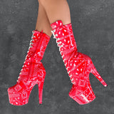 Drop it Like its THOT - Calf Boot - 7INCH - Red