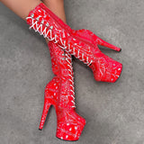 Drop it Like its THOT - Calf Boot - 7INCH - Red