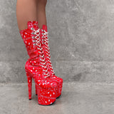Drop it Like its THOT - Calf Boot - 8INCH - Red