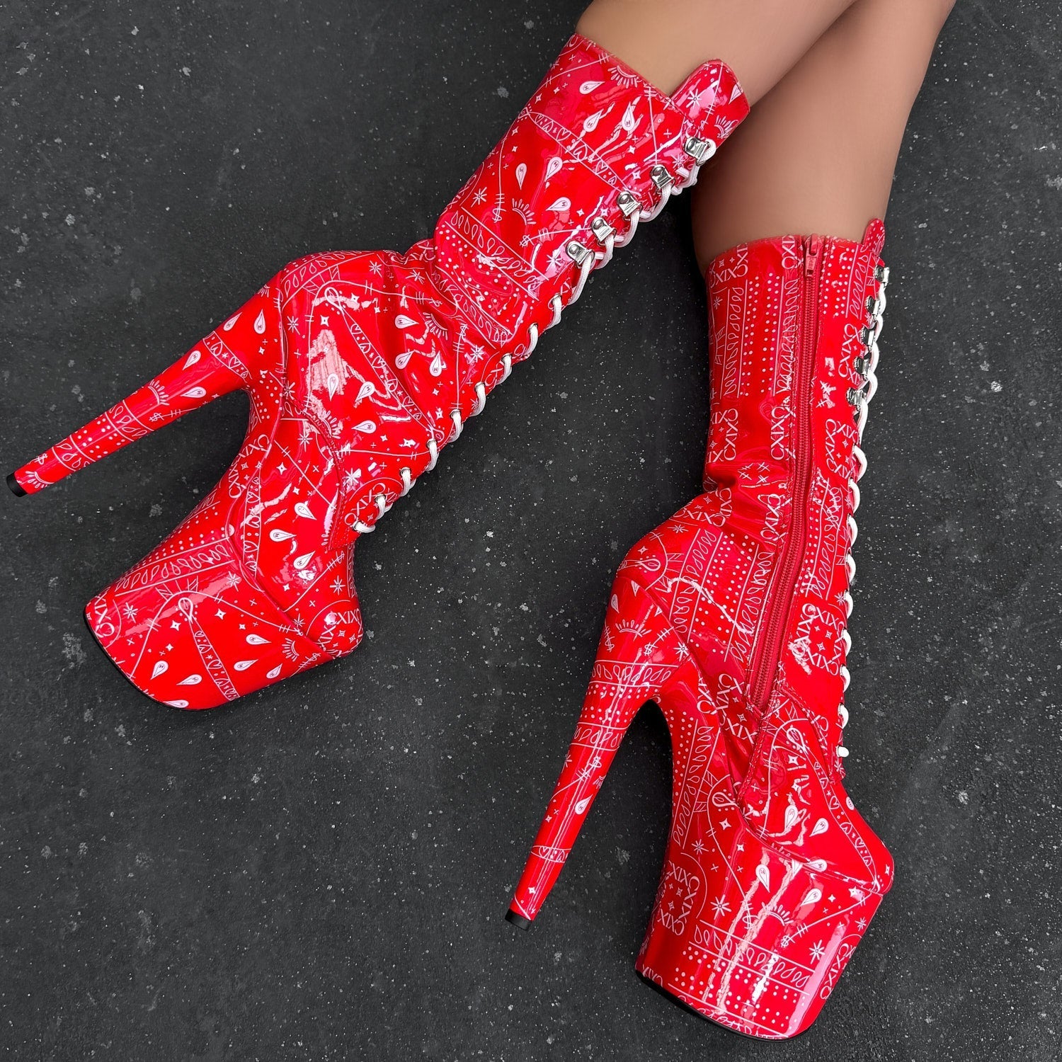 Drop it Like its THOT - Calf Boot - 8INCH - Red