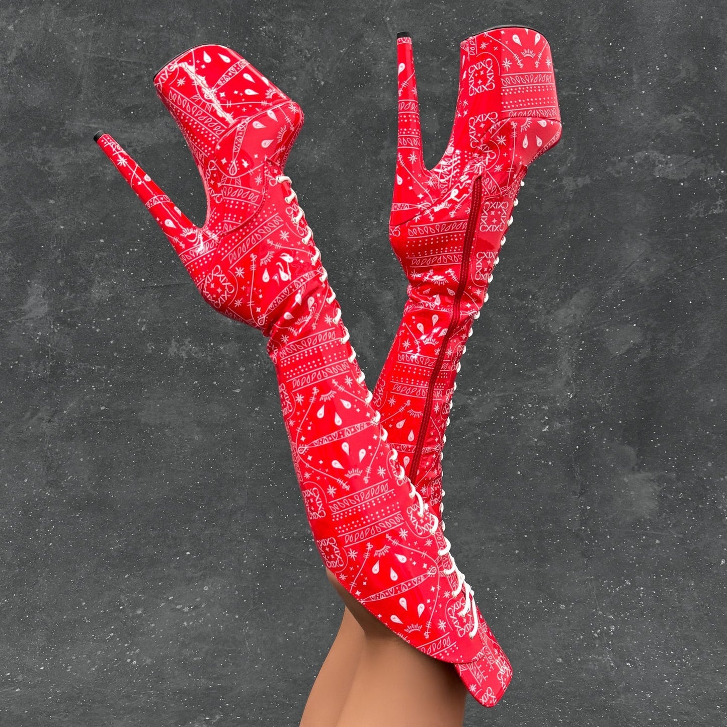 Drop it Like its THOT - Knee Pad Boot - 8INCH - Red