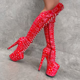 Drop it Like its THOT - Knee Pad Boot - 8INCH - Red
