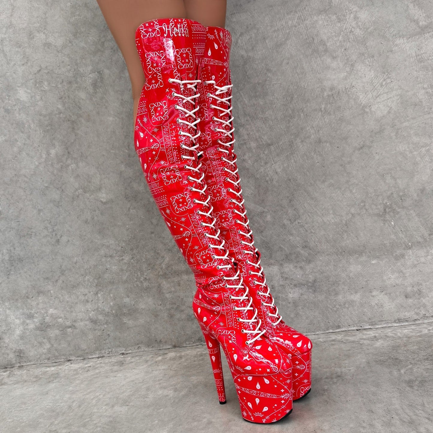 Drop it Like its THOT - Knee Pad Boot - 8INCH - Red