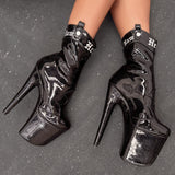 Country Cowgirl Boot - Black with White - 8INCH