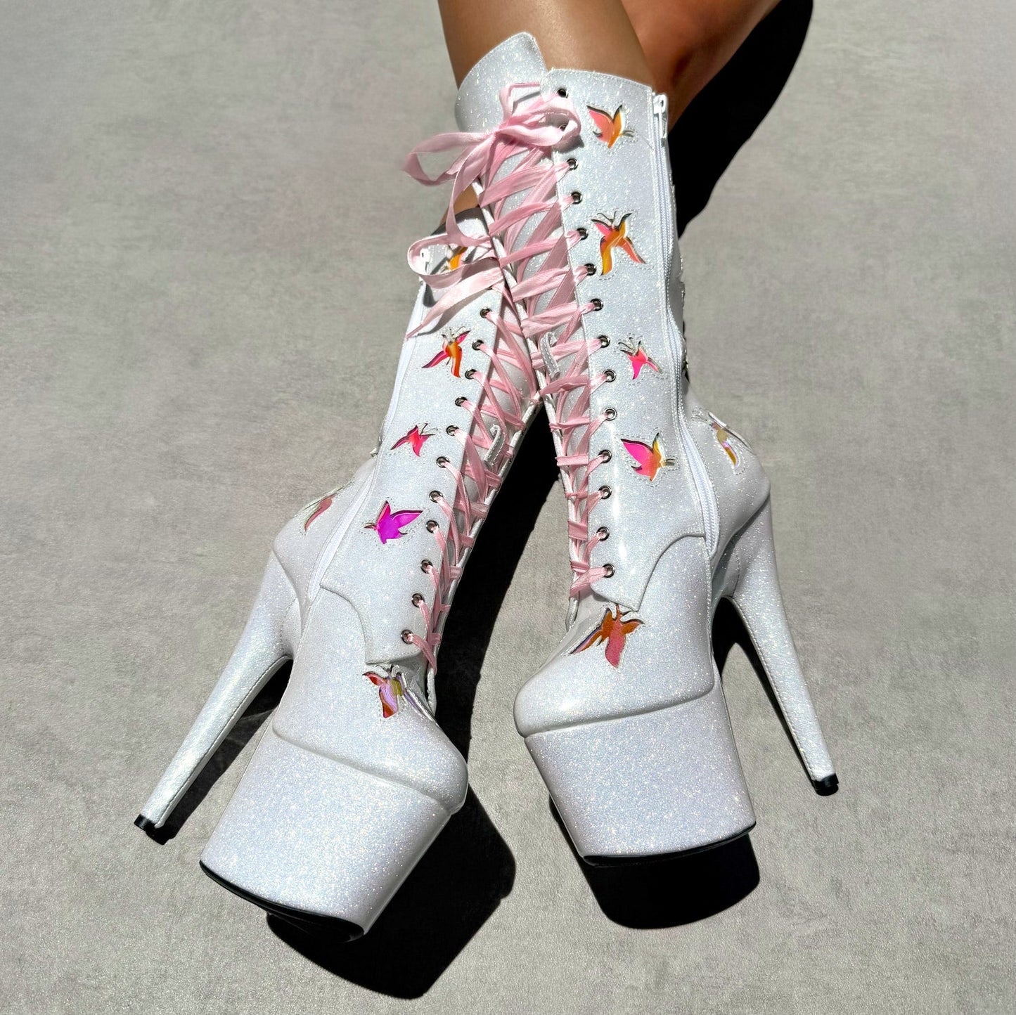 The Glitterati Butterfly Boot - Snow Kween - 7INCH