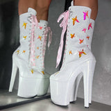 The Glitterati Butterfly Wide Fit  Boot - Snow Kween - 8INCH